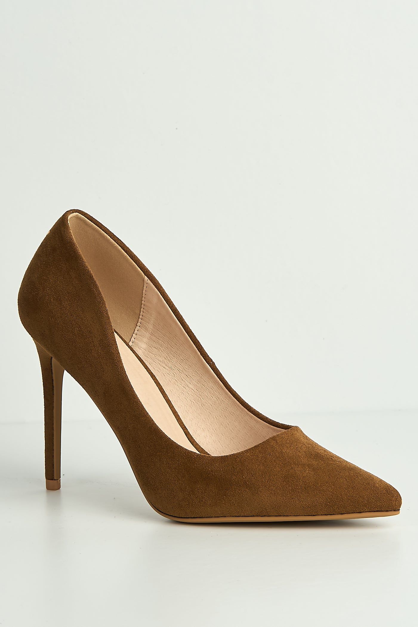 Mila High Stiletto Faux Sued Heel Court Shoe In Tan Suede NF-493-TANSU