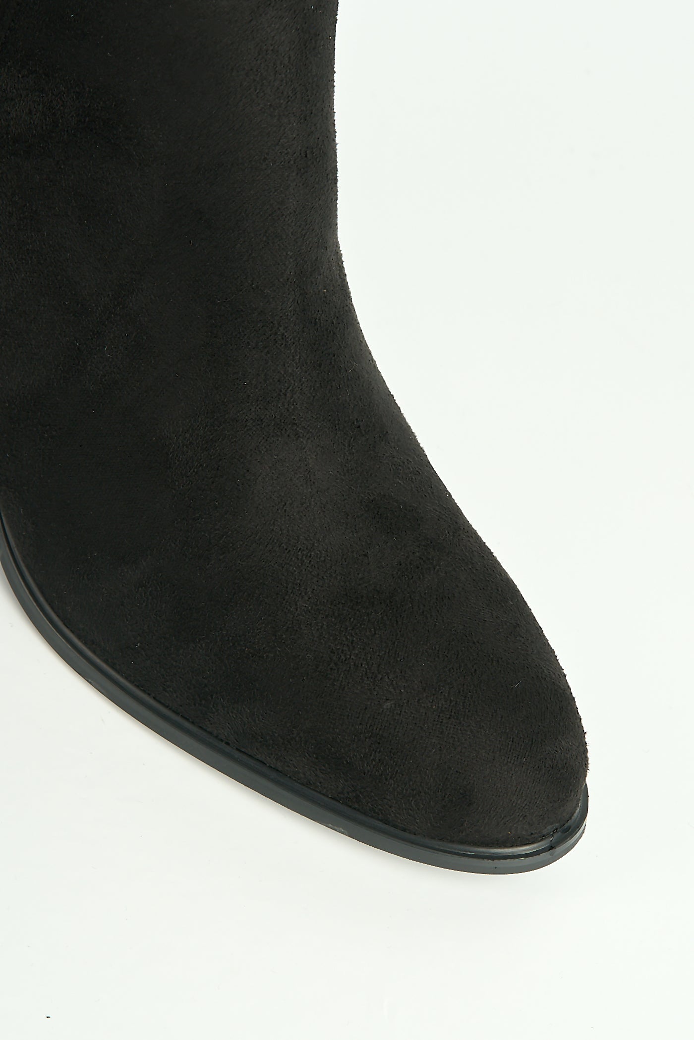 Serenity Gold & Diamante Trim Block Heel Knee High Boots In Black CARAMEL2-BLKSU