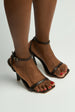 Zaliyah Thin Strap Band Anklestrap Heeled Sandals In Brown by Miss Diva