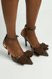 Alua Bow Detail Anklestrap Court Shoes In Brown by Miss Diva