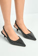 Celeste Diamante Embellished Slingback Low Heel Court Shoes In Black by Miss Diva