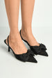 Seren Embellished Mesh And Bow Slingback Court Shoes In Black by Miss Diva