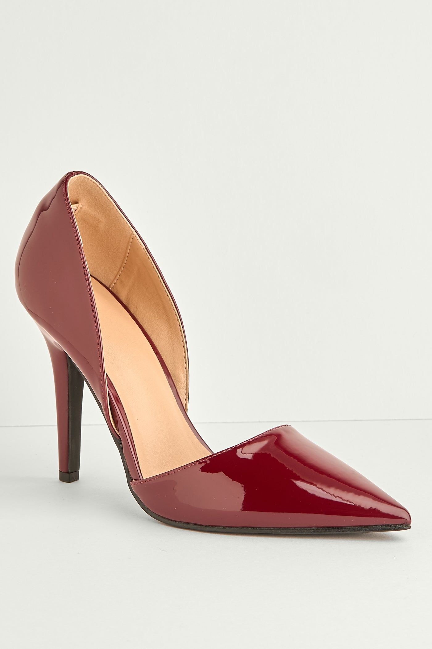 Milaya Cut-out Side Pointed Toe Court Shoes In Wine C-356-WIN