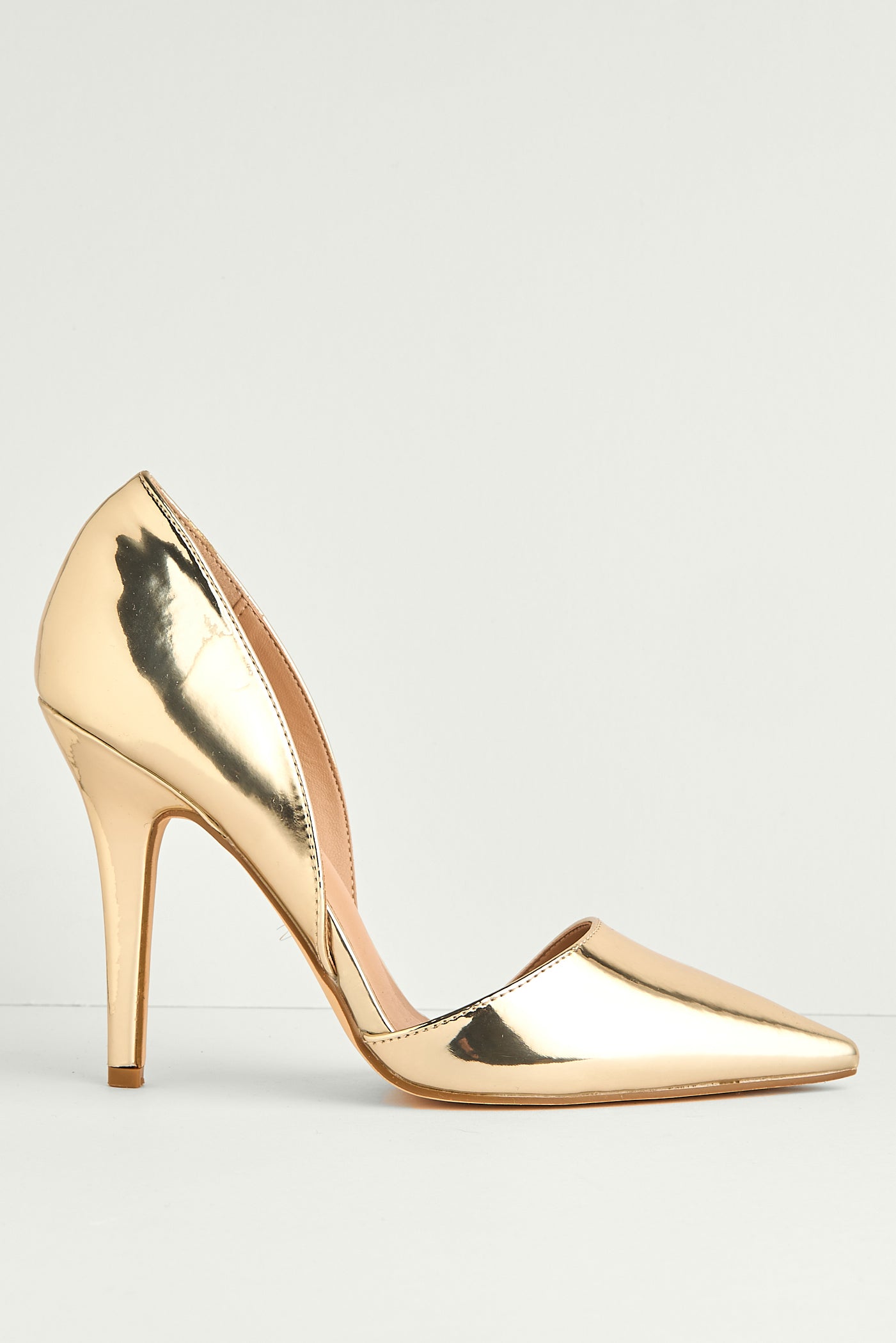 Milaya Cut-out Side Pointed Toe Court Shoes In Gold Metallic C-356-GOLMET