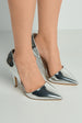 Milaya Cut-out Side Pointed Toe Court Shoes In Silver Metallic by Miss Diva