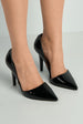 Milaya Cut-out Side Pointed Toe Court Shoes In Black Patent by Miss Diva