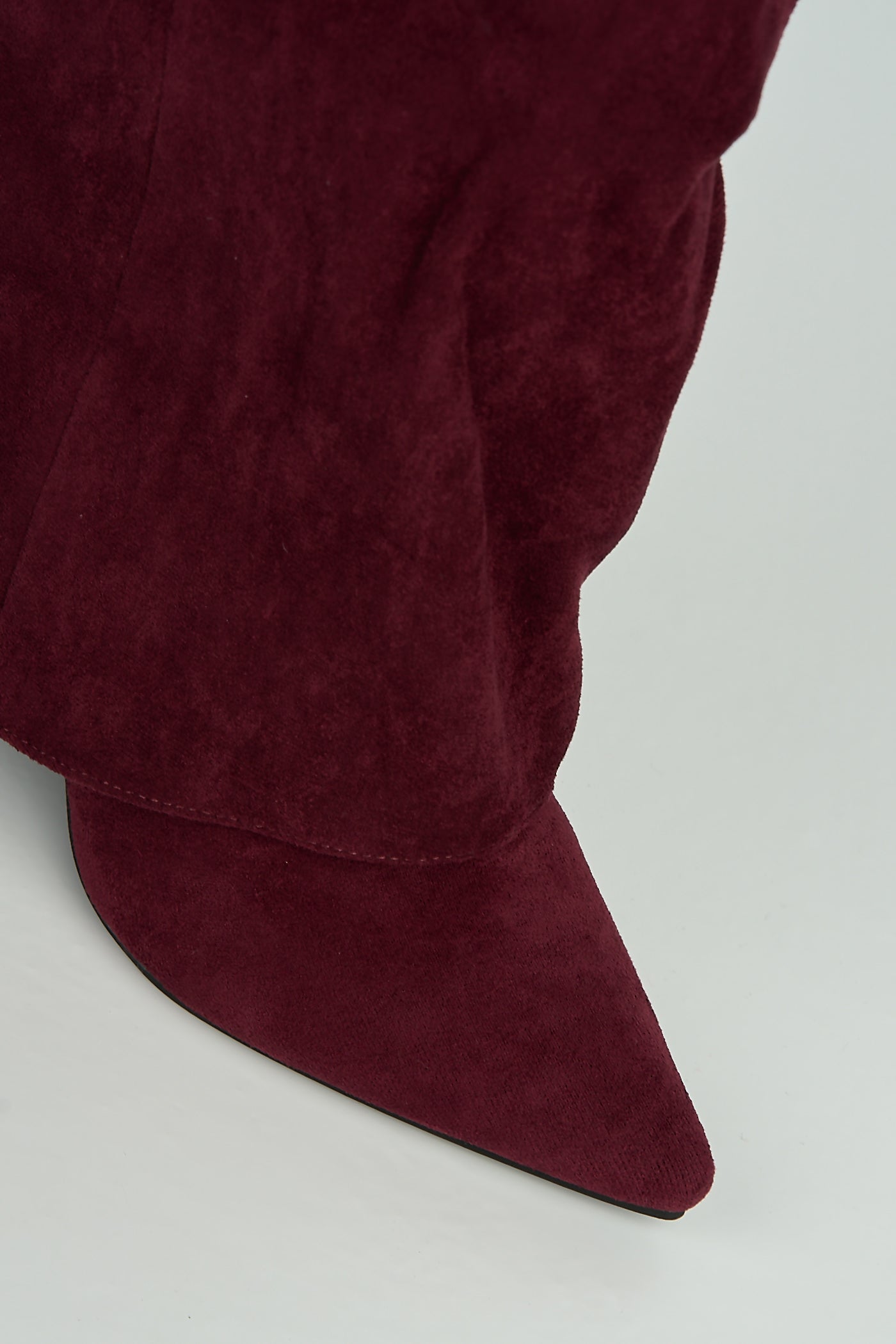 Ayla Block Heel Pointy Toe Gold Trim Buckle Collar Covered Calfboots In Wine Suede BAILEYS14-WINSU
