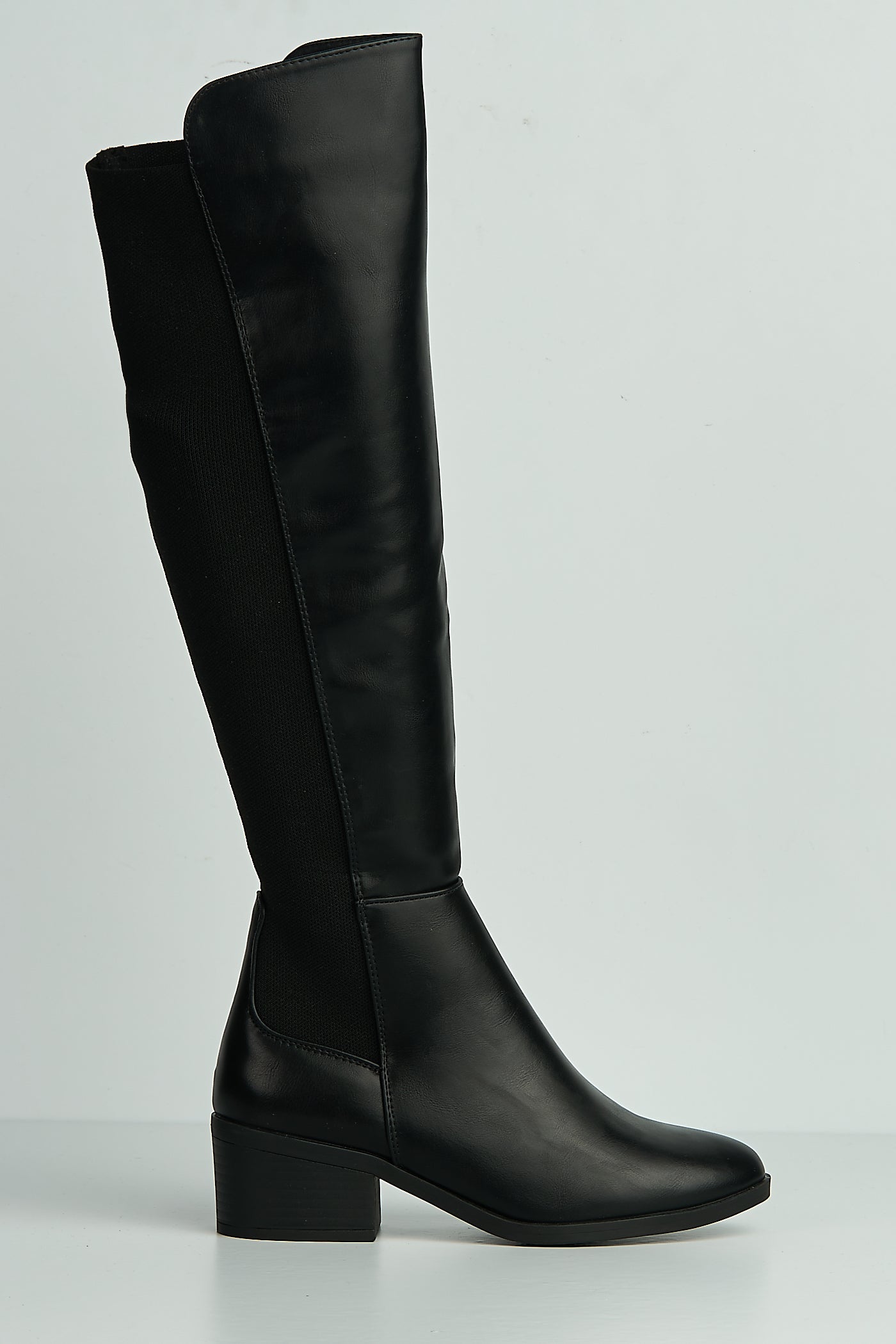 Lira Elastic Back Gusset Low Heel Calf Boots In Black Matt BELLINI1-BLKMT