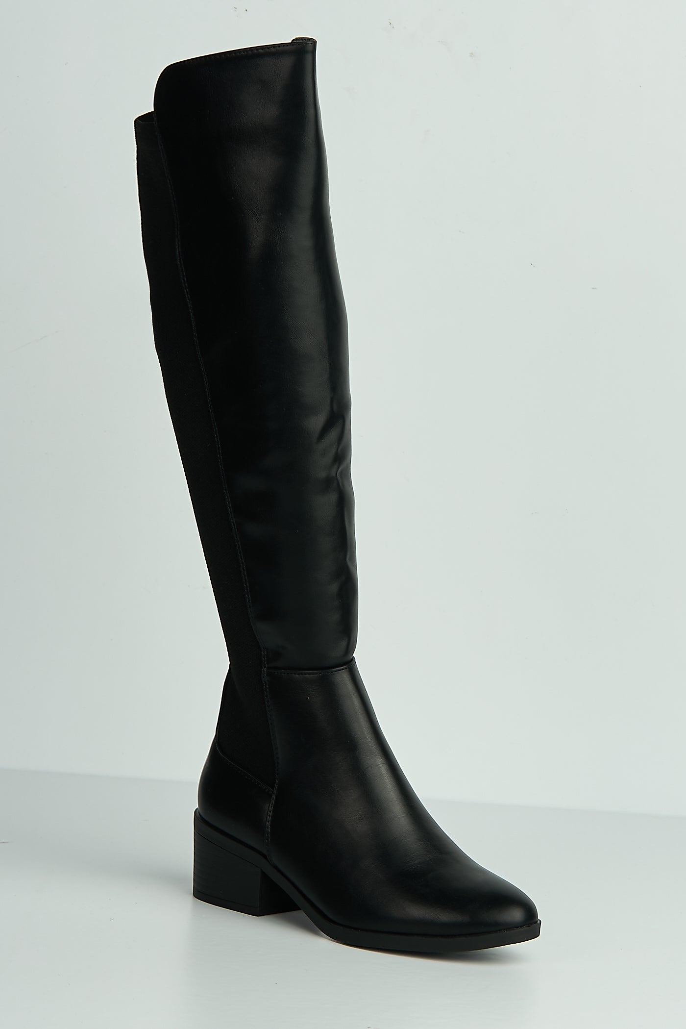 Lira Elastic Back Gusset Low Heel Calf Boots In Black Matt BELLINI1-BLKMT