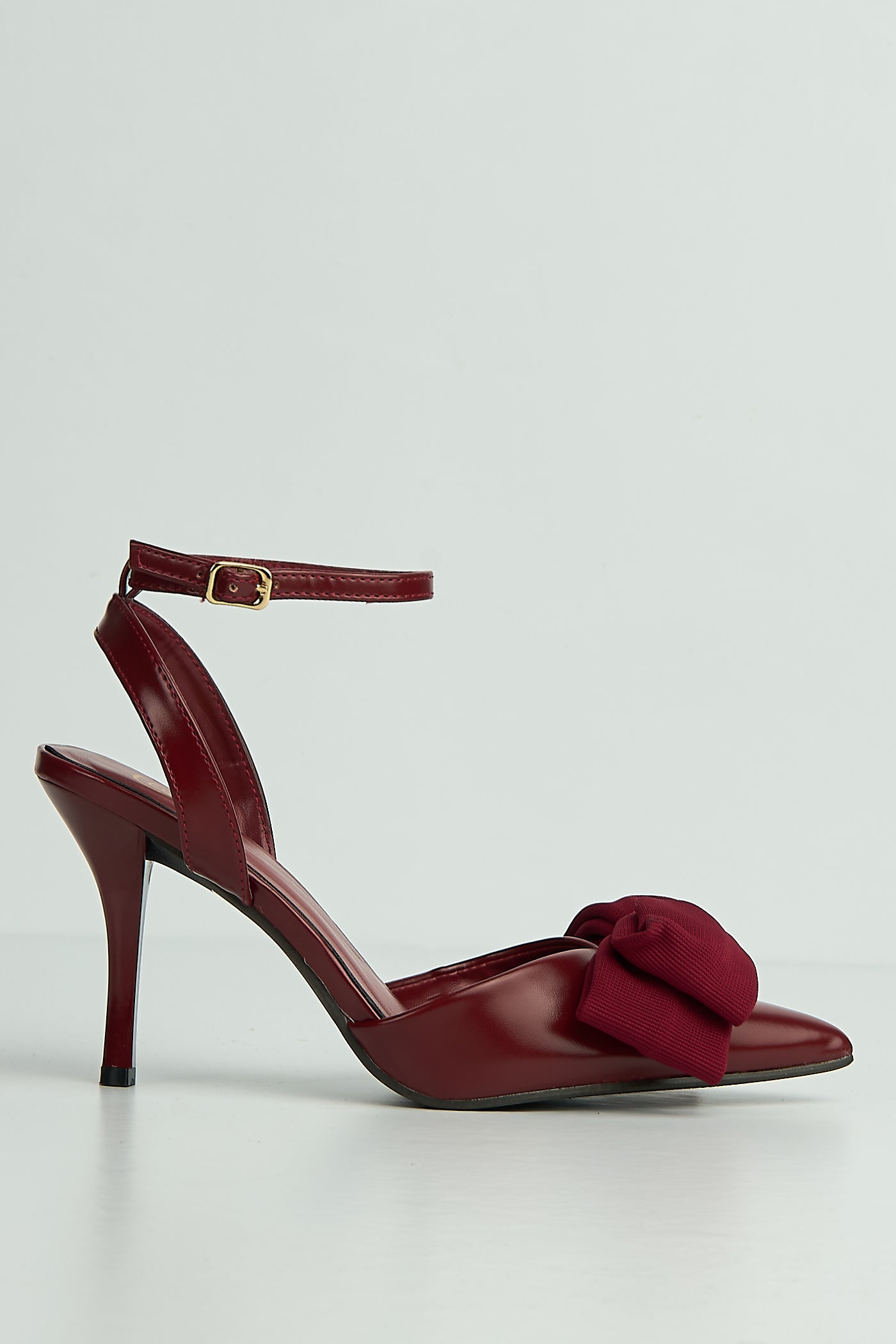 Alua Bow Detail Anklestrap Court Shoes In Wine SALADO99-WIN