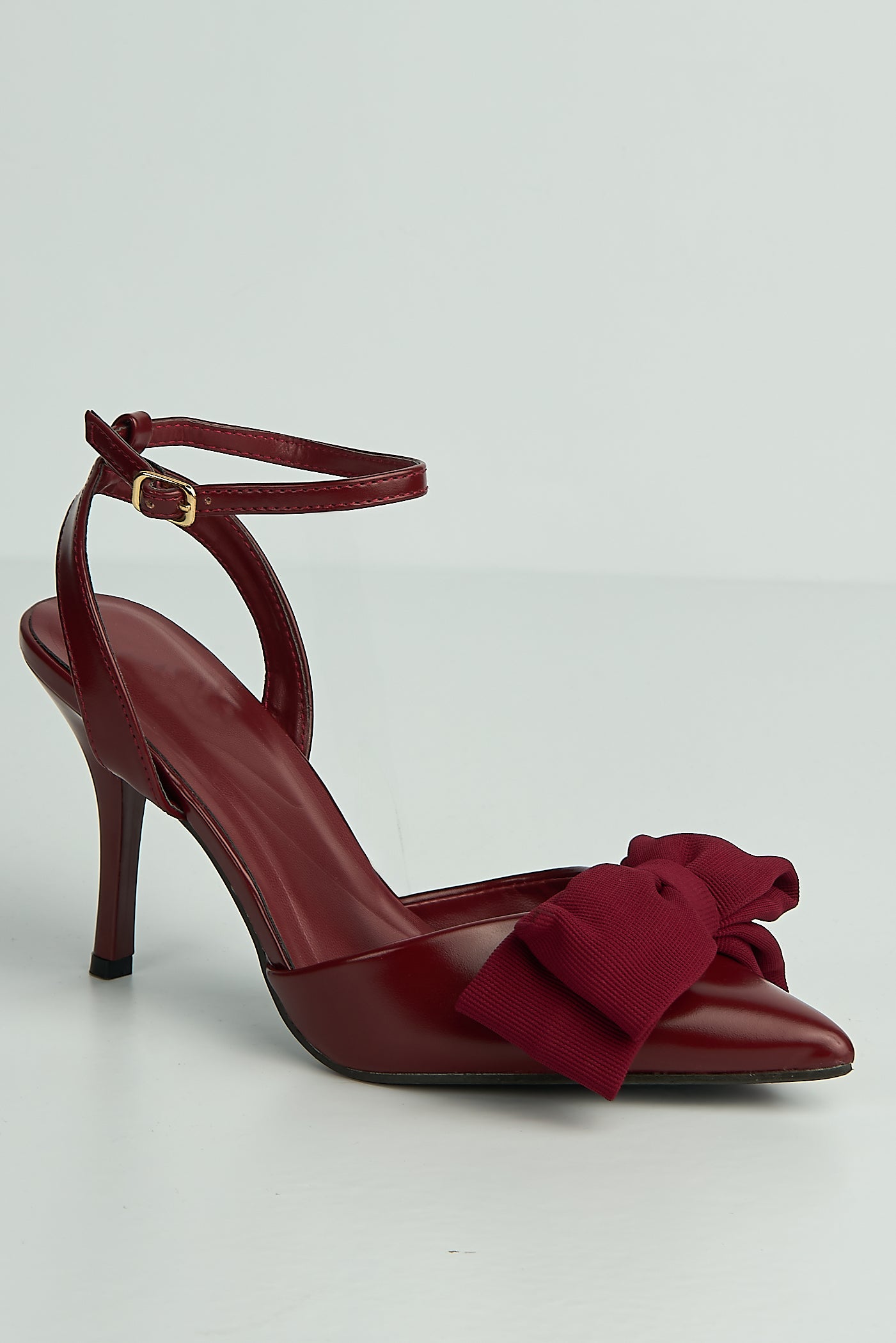 Alua Bow Detail Anklestrap Court Shoes In Wine SALADO99-WIN