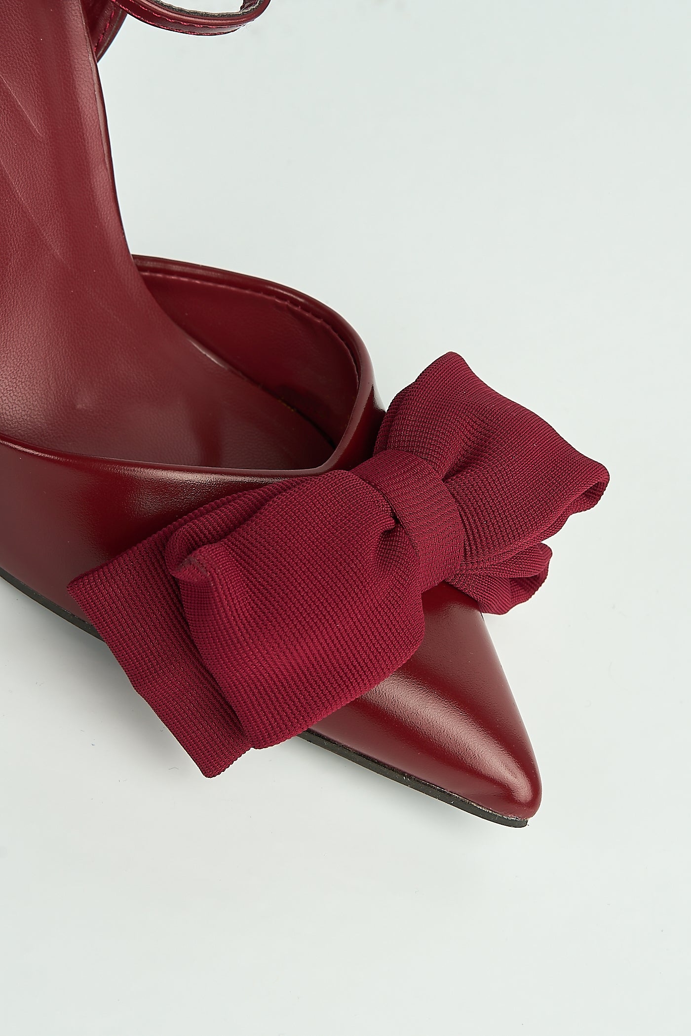Alua Bow Detail Anklestrap Court Shoes In Wine SALADO99-WIN