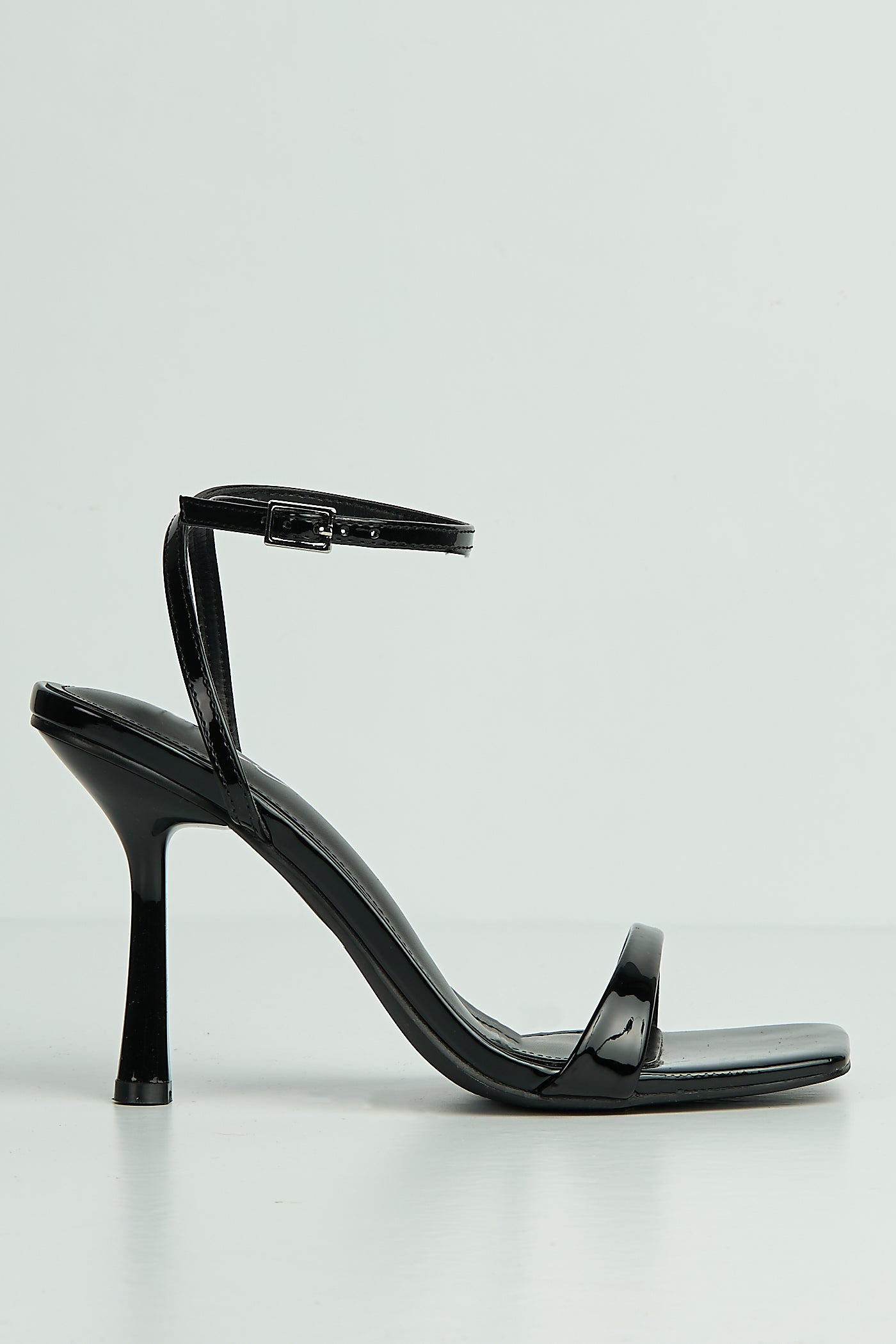 Zaliyah Thin Strap Band Anklestrap Heeled Sandals In Black MIS1-BLK