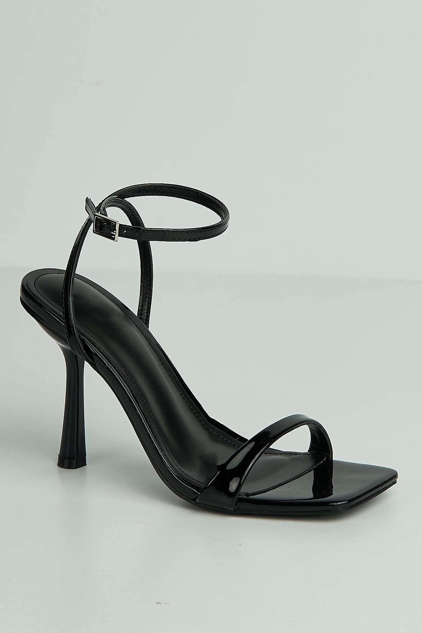 Zaliyah Thin Strap Band Anklestrap Heeled Sandals In Black MIS1-BLK
