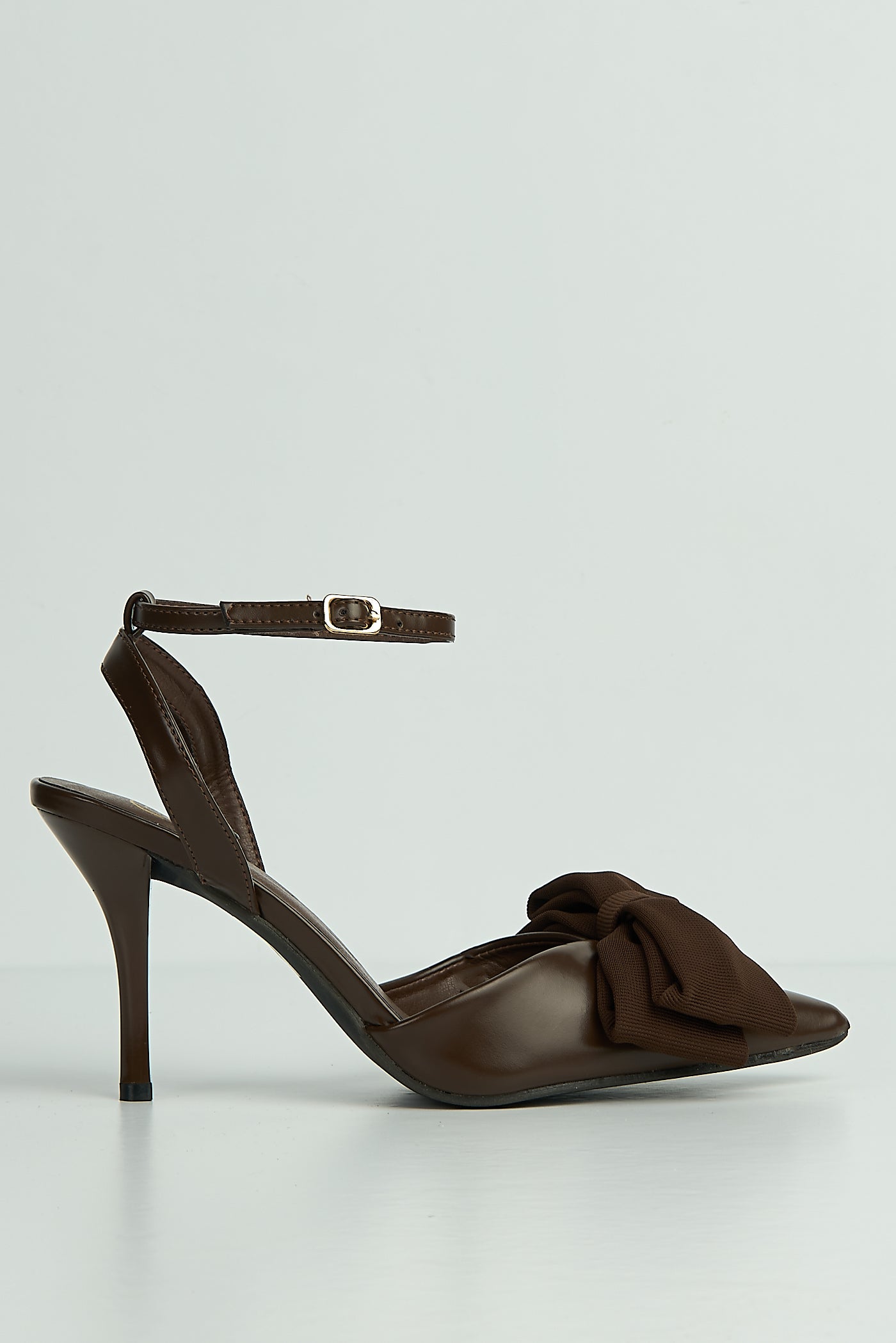 Alua Bow Detail Anklestrap Court Shoes In Brown SALADO99-BRN
