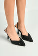 Jasmina Sequin & Bead Embellished Mesh Slingback Court Shoes In Black by Miss Diva