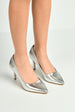 Ingrid Pointed Toe Court Heels In Silver by Miss Diva
