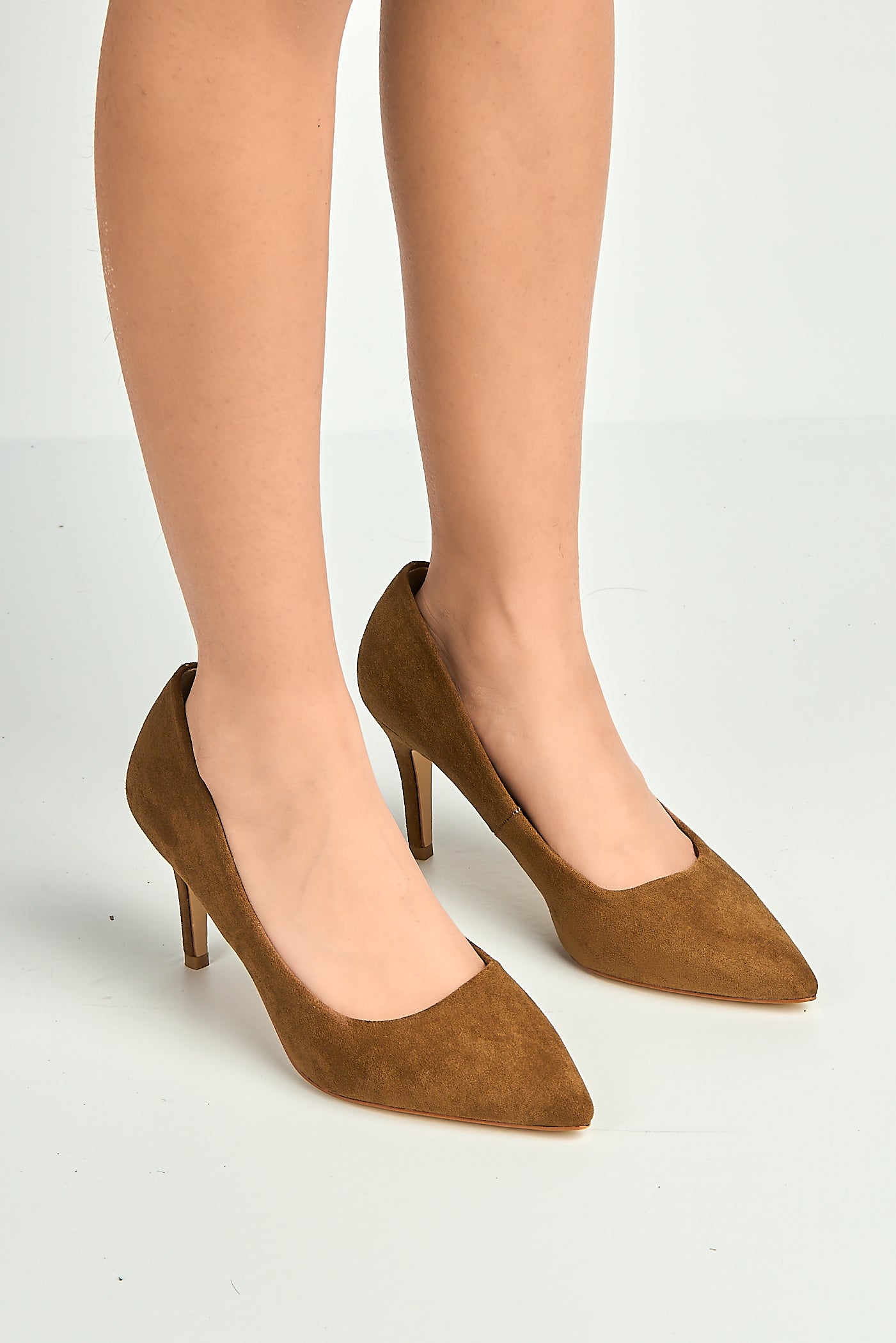 Ingrid Pointed Toe Court Heels In Tan Suede 1626-10-TANSU