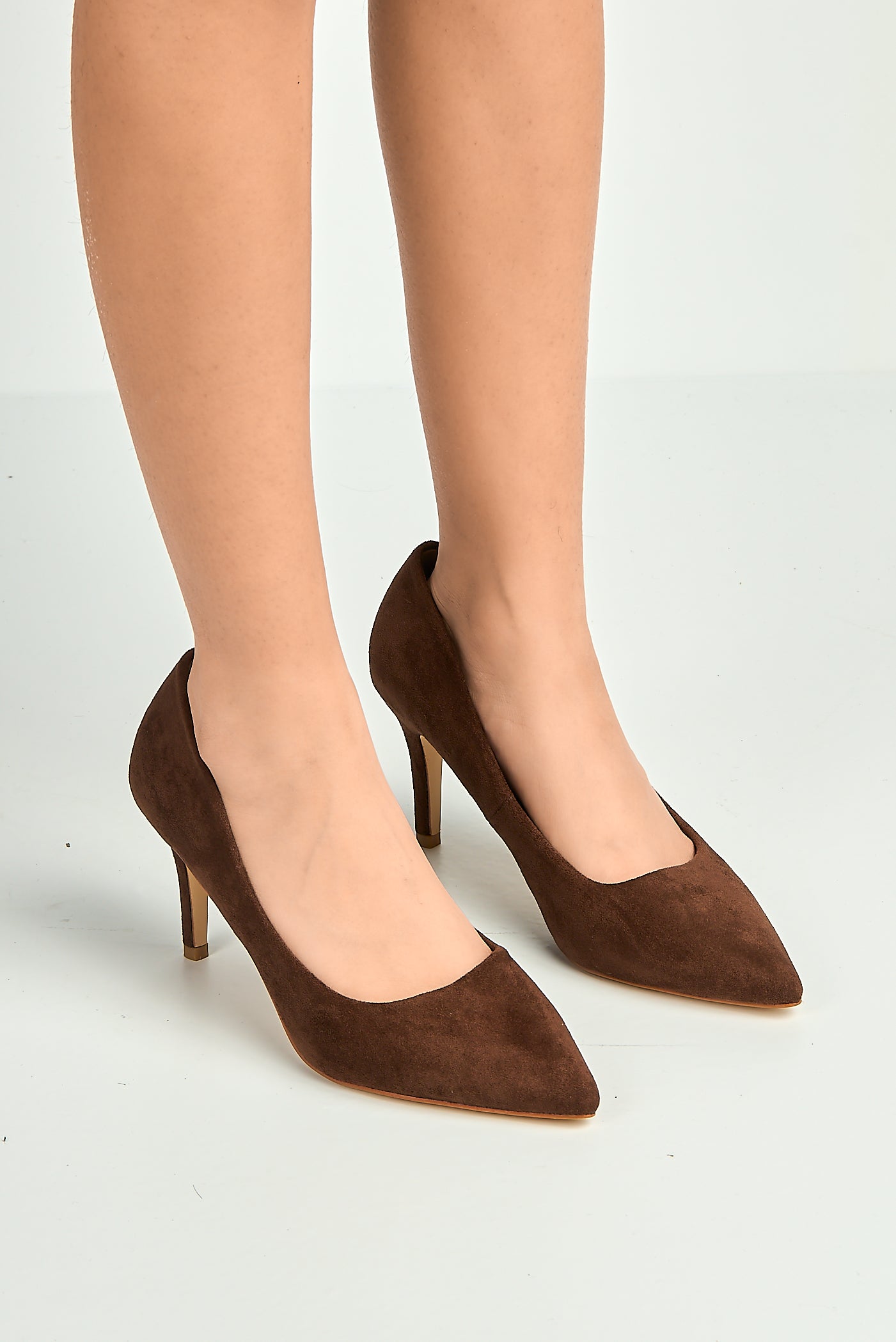 Ingrid Pointed Toe Court Heels In Chocolate 1626-10-CHOC