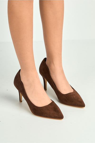 Chocolate - Ingrid Pointed Toe Court Heels In Chocolate by Miss Diva