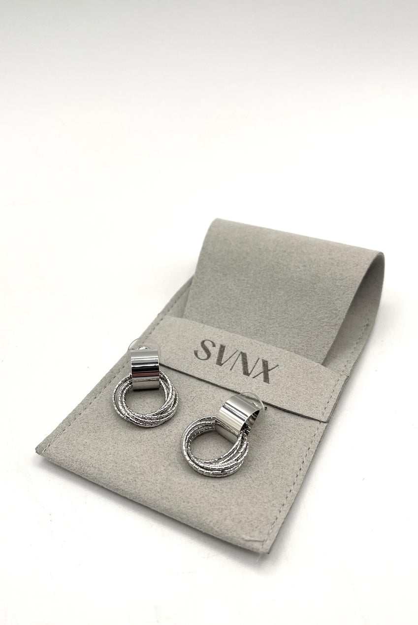 Multi-Layer Circle Stud Earrings In Silver JE315021