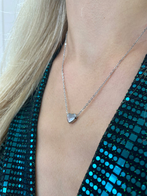 Small Heart Necklace In Silver by SVNX