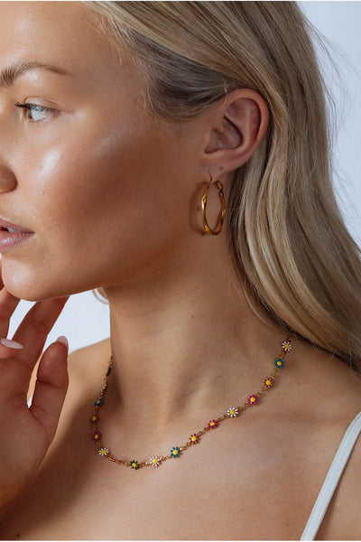 Multi - Daisy Chain Necklace In Multi Gold by SVNX