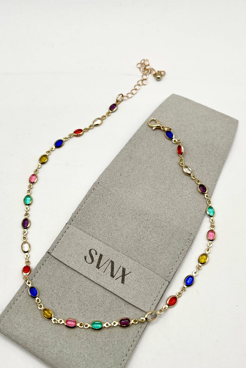 Multicolour Oval Chain Necklace JE401901