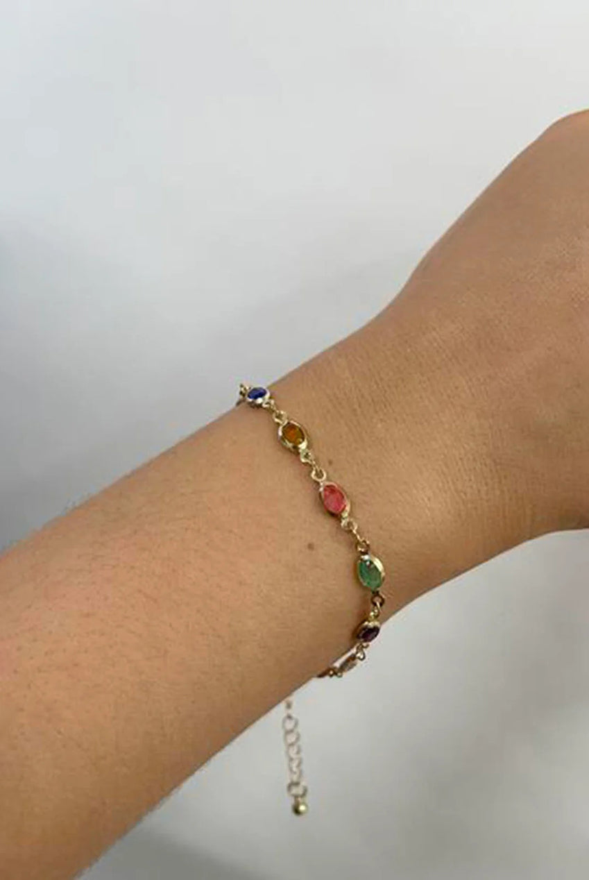 Multicolour Oval Necklace & Bracelet Set JE402001ST