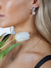 Flower Drop Pearl Earrings In Silver by SVNX