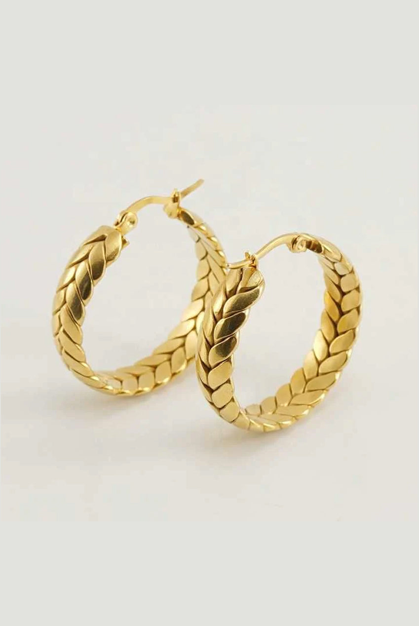 Braided Hoop Earrings In Gold JE402324