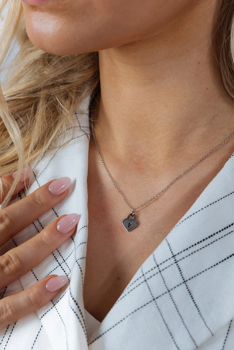 Heart Keyhole Necklace In Silver by SVNX