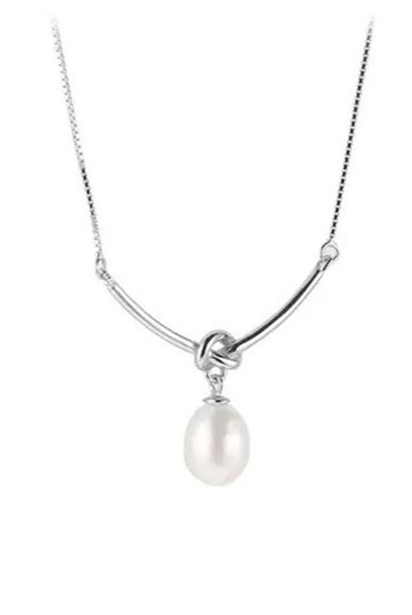 Baroque Oval Pearl Necklace In Silver JE403021