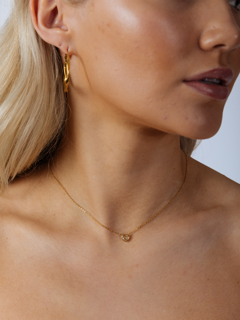 Mini Crystal Heart Necklace In Gold - Gift Boxed by SVNX