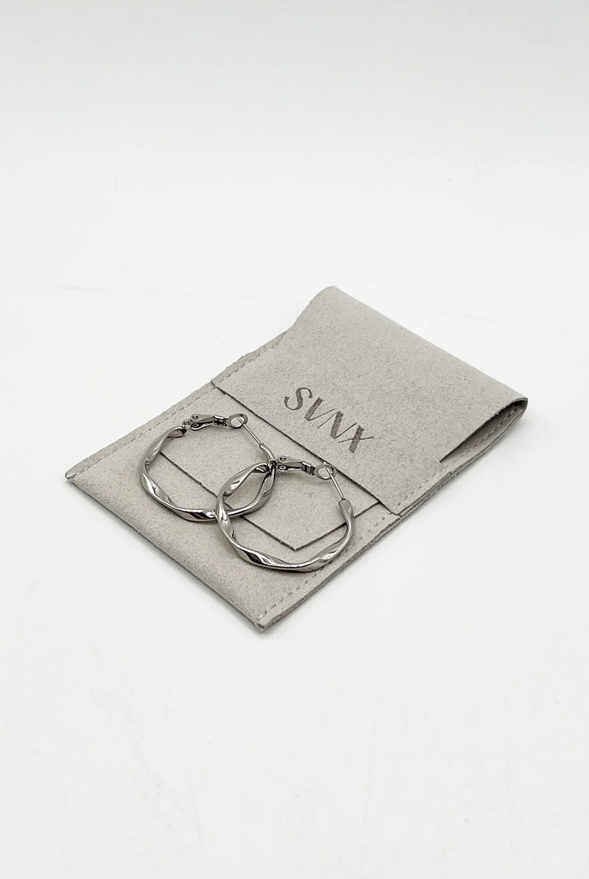 Twist Hoops In Silver - Pouch Included JE404221