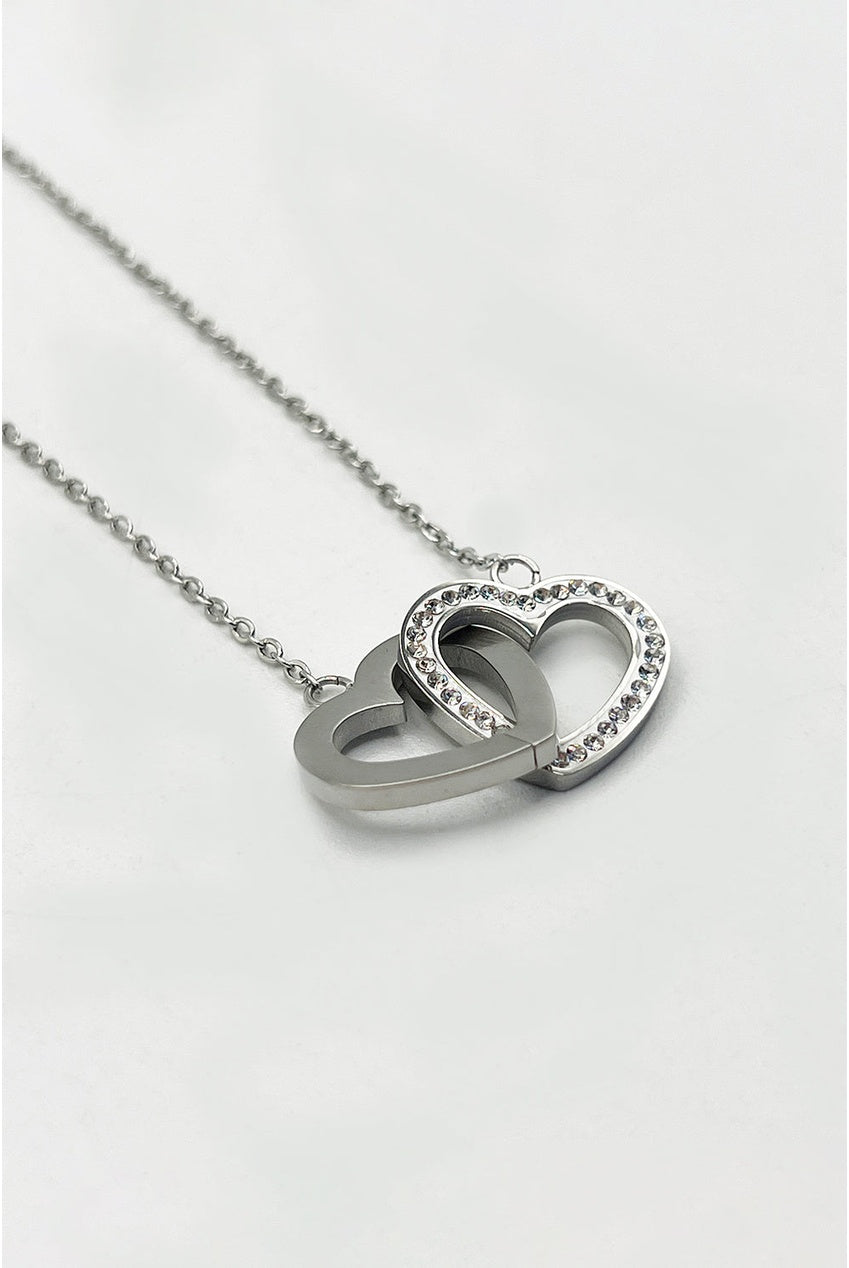 Double Heart Link Necklace With Gift Box JE404521