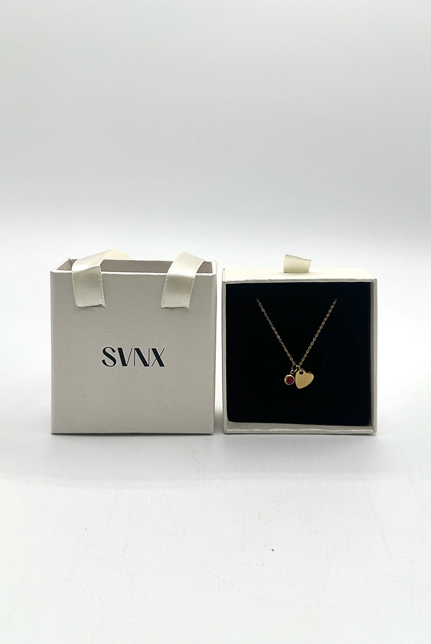 Mini Heart & July Birthstone Necklace In Gold - Gift Boxed JE405824