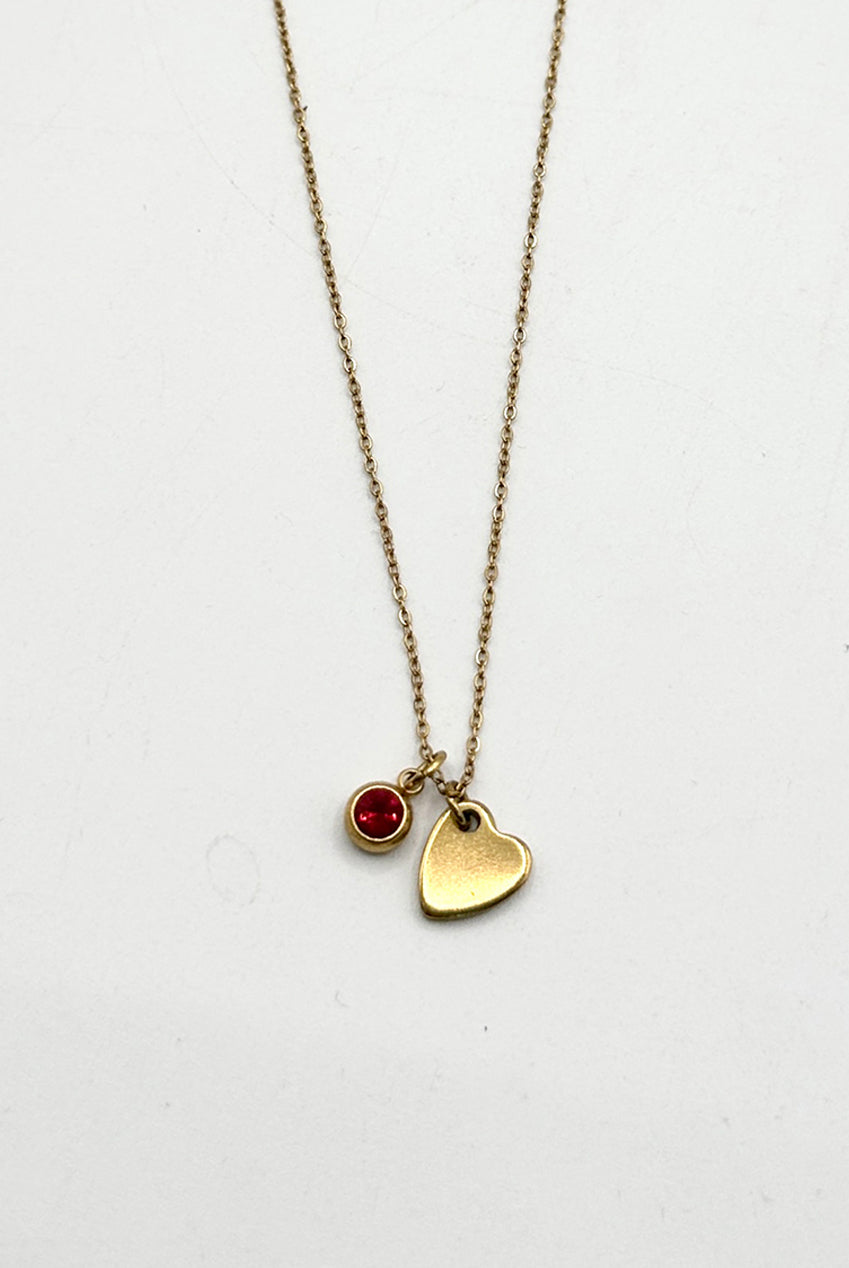 Mini Heart & July Birthstone Necklace In Gold - Gift Boxed JE405824