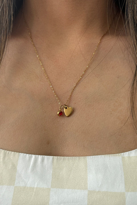 Mini Heart & July Birthstone Necklace In Gold - Gift Boxed by SVNX
