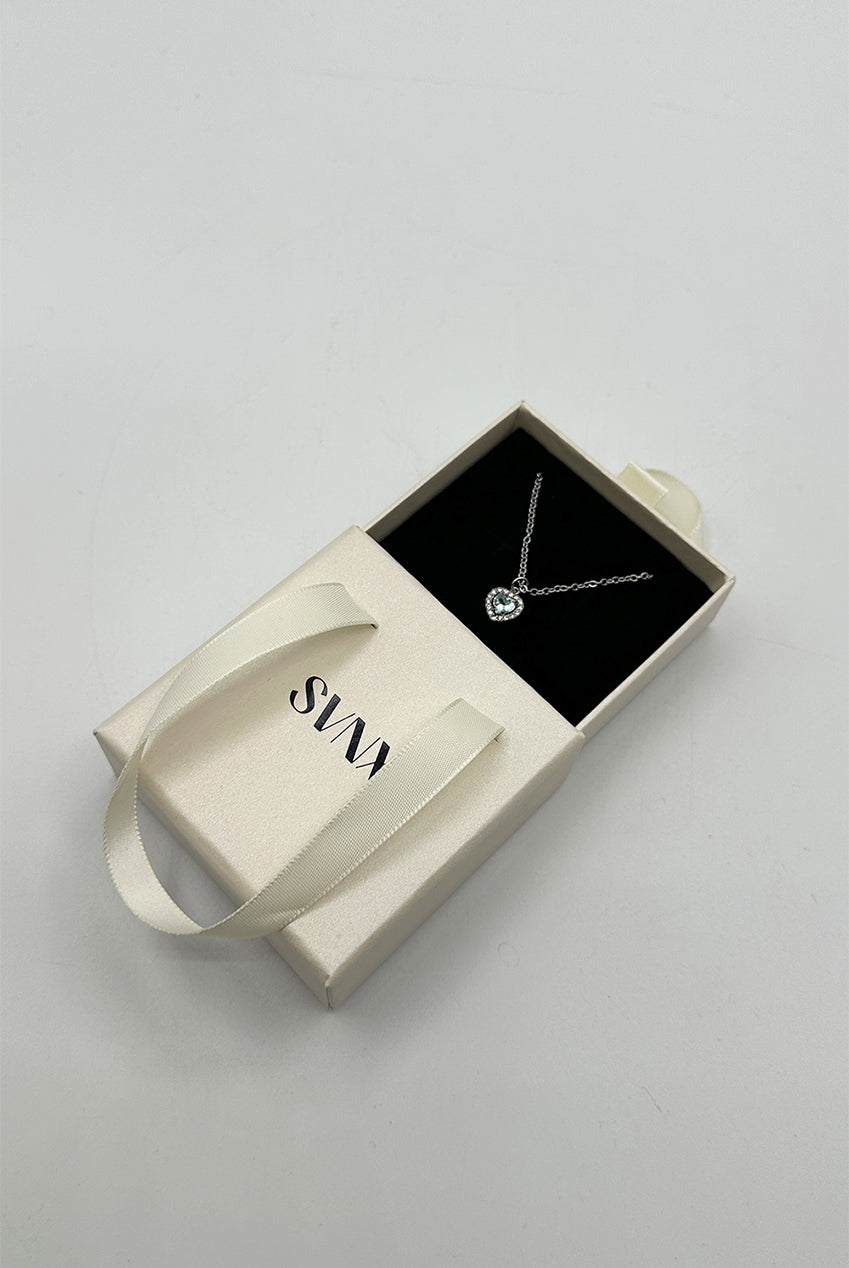 Blue Crystal Heart Pendant Necklace In Silver - Gift Boxed JE410020