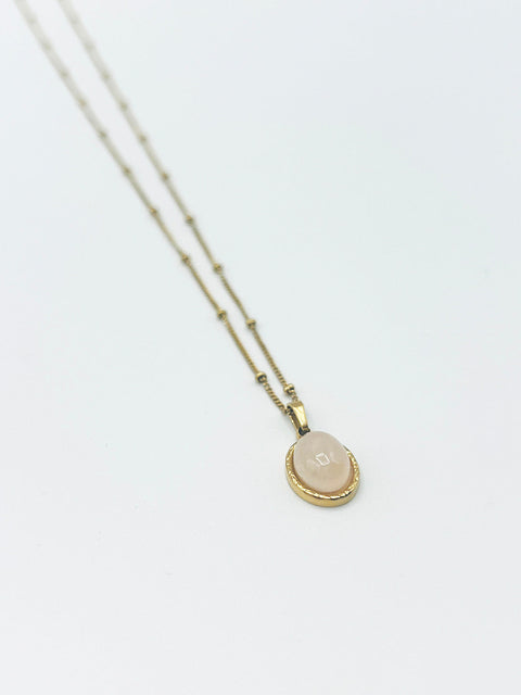 Pink Stone Pendant Necklace - Gift Boxed by SVNX