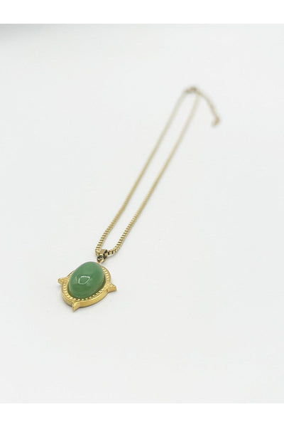 Green - Green Stone Pendant Necklace - Gift Boxed by SVNX