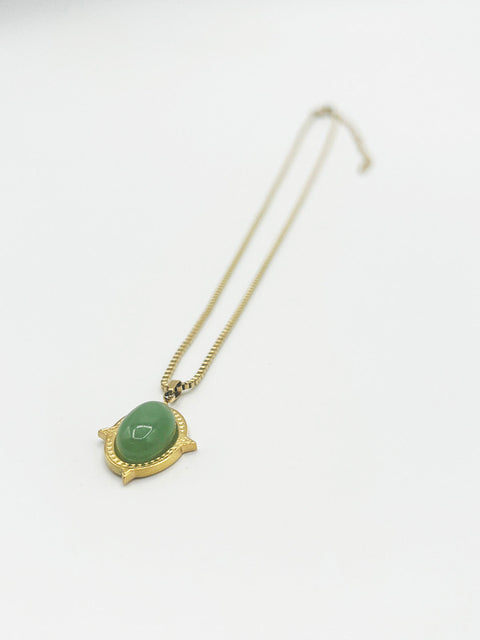 Green Stone Pendant Necklace - Gift Boxed by SVNX