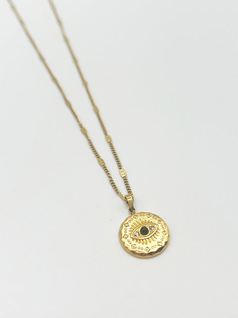 Black Evil Eye Pendant Necklace by SVNX
