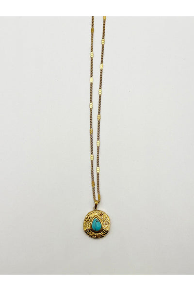 Blue - Turquoise Stone Pendant Necklace by SVNX