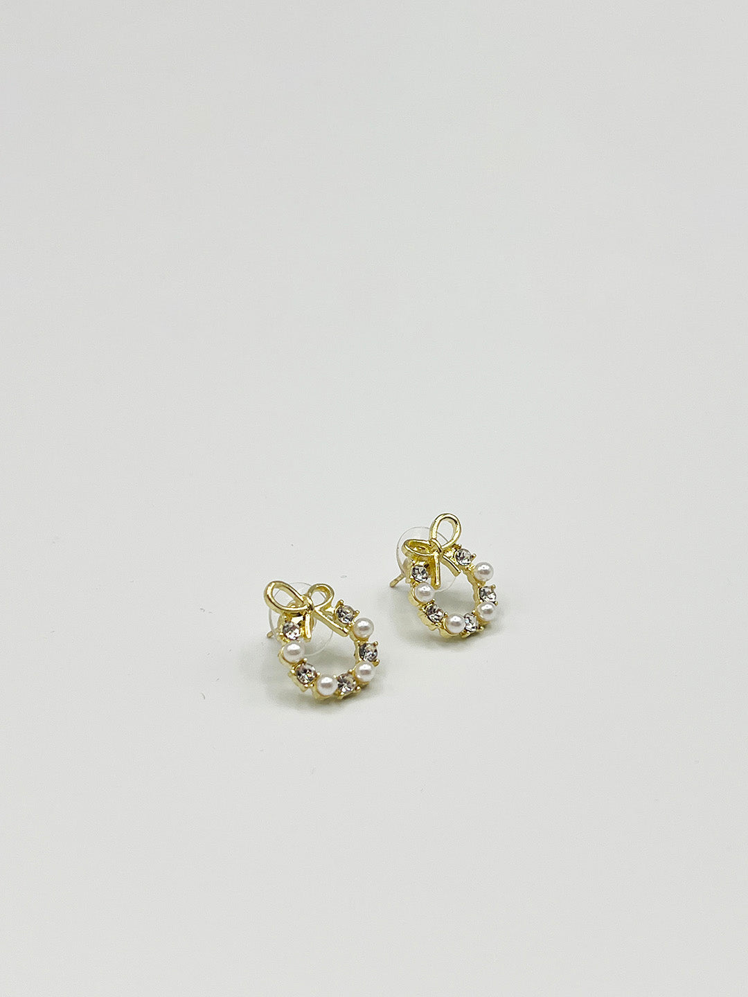 Pearl & Diamante Bow Wreath Stud Earrings - Gift Boxed JE411224