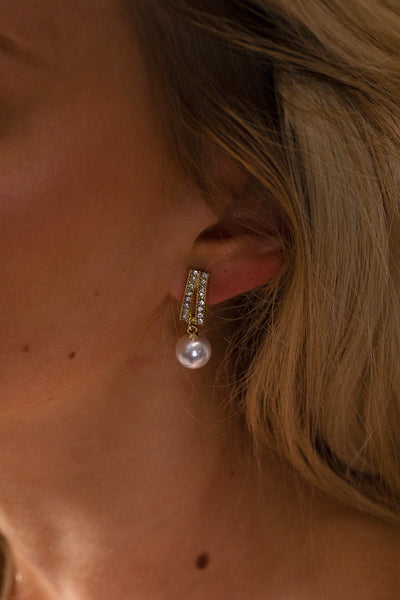 Gold - Pearl Drop Earrings - Gift Boxed by SVNX