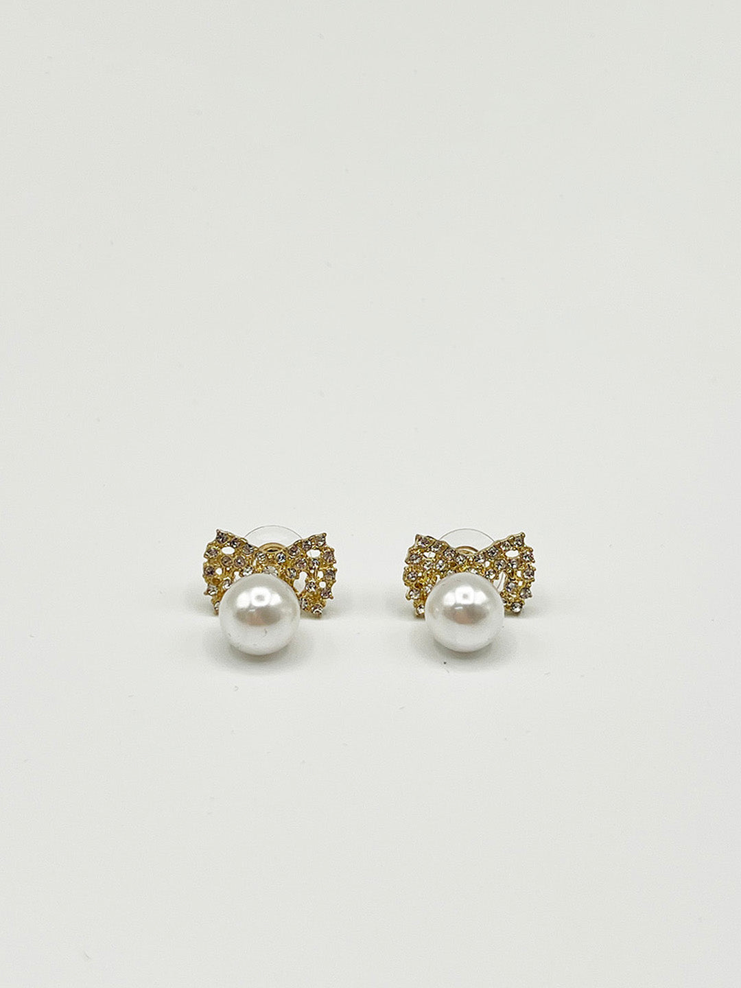 Diamante Bow Pearl Drop Earrings - Gift Boxed JE411424