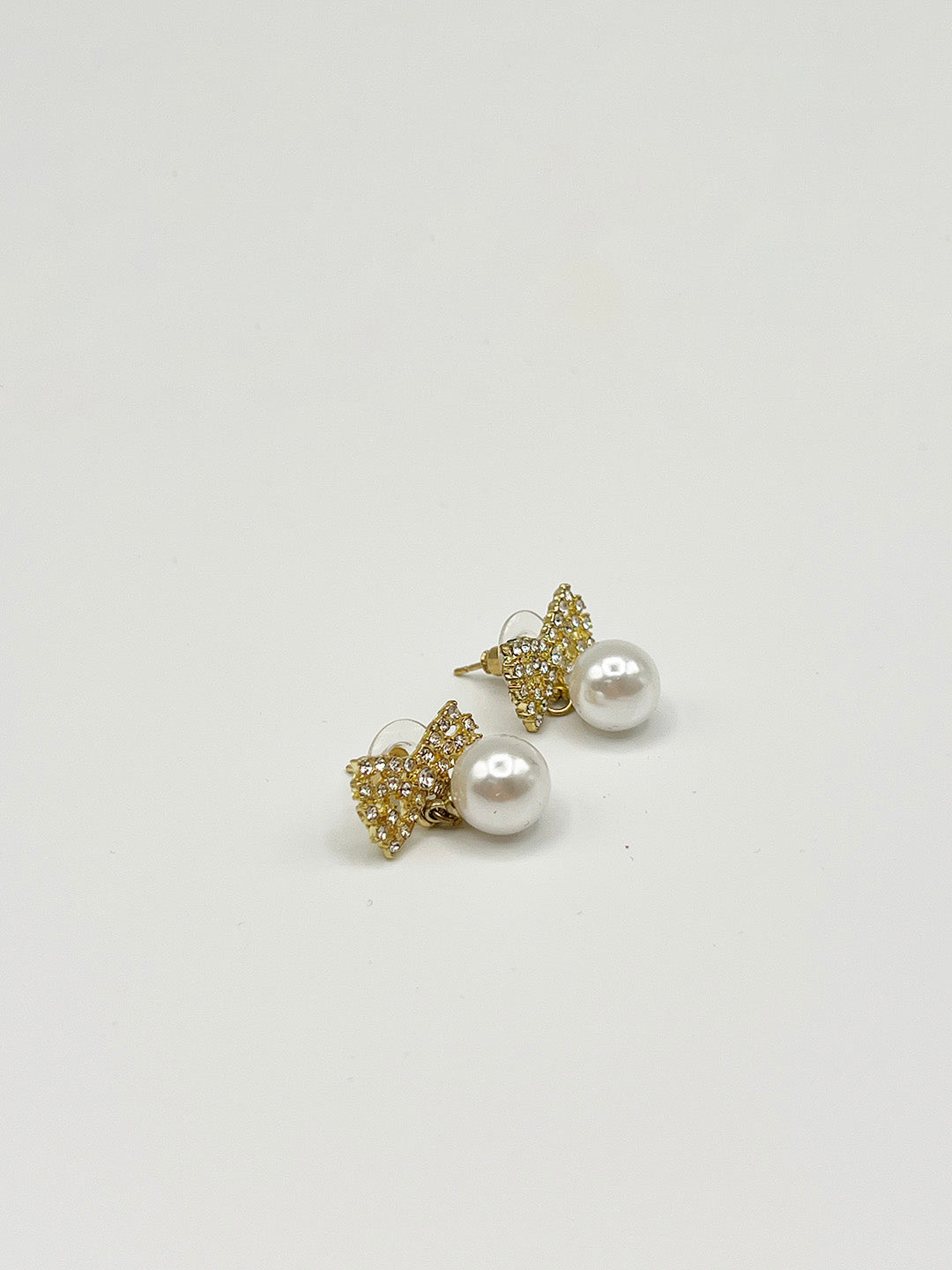 Diamante Bow Pearl Drop Earrings - Gift Boxed JE411424