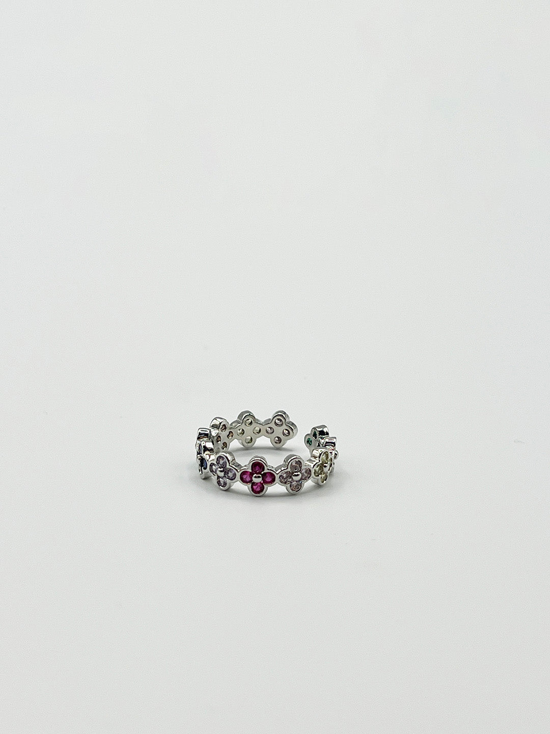 Diamante Clover Ring In Multi Silver JE411801